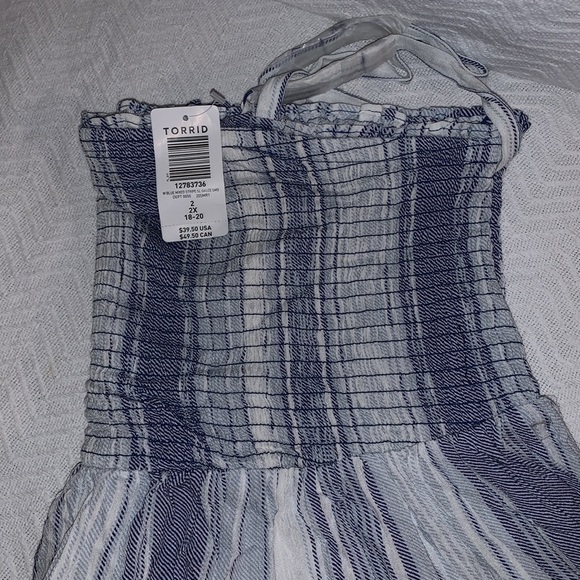 Blue striped gauze babydoll top - Picture 3 of 5